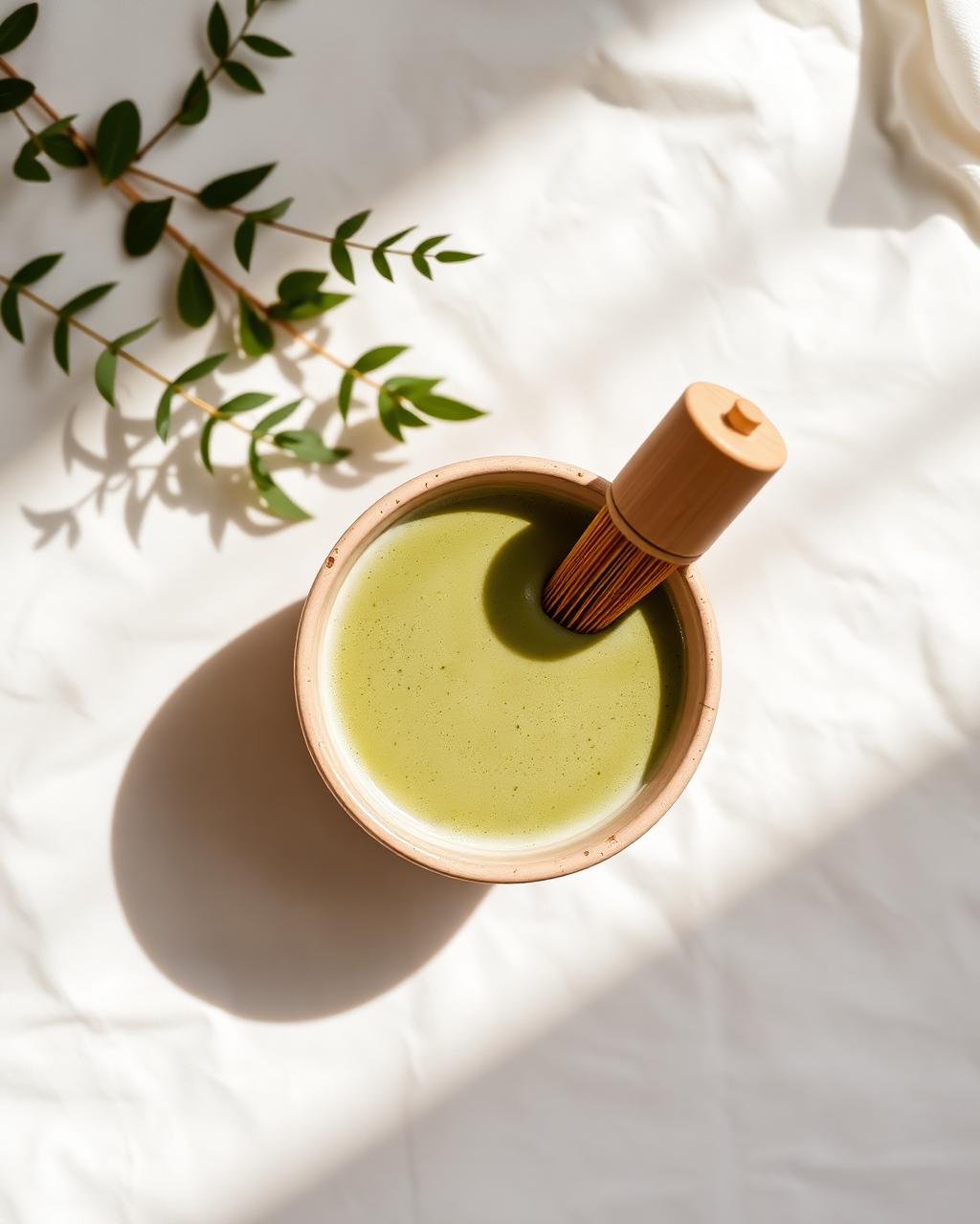 Matcha in einer handgefertigten Keramikschale
